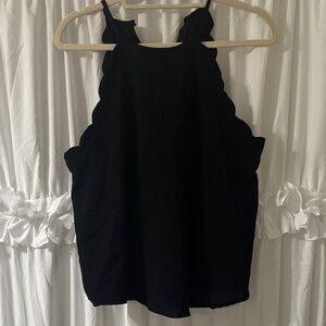 Black Scallop Trim Sleeveless Top